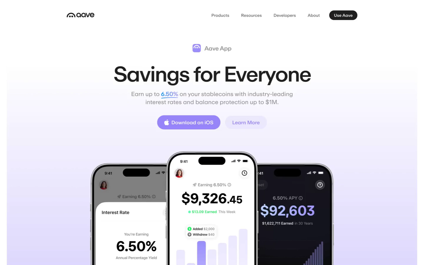 Aave page screenshot